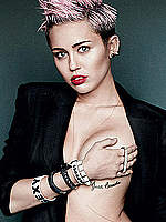 Miley Cyrus grab her nude boob and shows rear