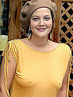 Drew Barrymore sexy, see thru & hard nipples