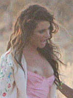 Lea Michele nipslip on the set of new video