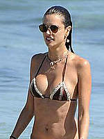 Alessandra Ambrosio in bikini on a beach