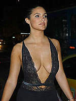Tao Wickrath without bra under see through top