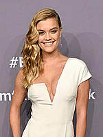 Nina Agdal in white dress at amfAR Gala