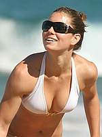 Jessica Biel in white bikini paparazzi shots