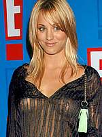 Kaley Cuoco showing tits under transparent shirt