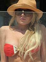 Lindsay Lohan in red bikini paparazzi shots
