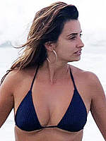 Penelope Cruz cleavage in bikini on the beach