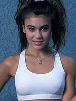 Alyssa Milano in workout equipment photoshoot