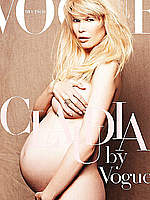 Claudia Schiffer posing pregnant photoshoot