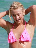 Julianne Hough sexy in pink bikini on a beach