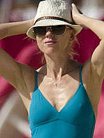 Naomi Watts hard nipples on the beach candids