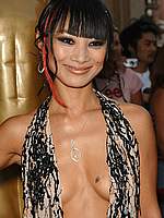 Bai Ling posing in sexy mini dress